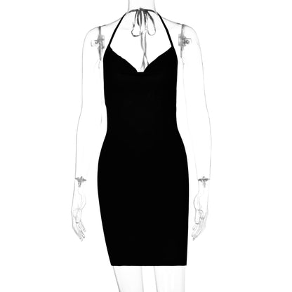 Summer Outfits 2023 | Side Slit Silk Backless Halter Mini Dress
