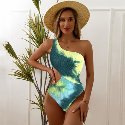 Vacation Outfits | One Shoulder Cut Out One Piece Swimsuit