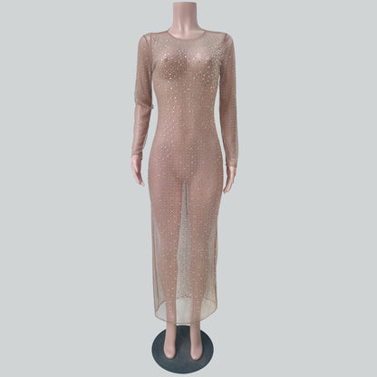 New Years Eve Outfits 2024 | Rhinestone See Through Maxi Dress