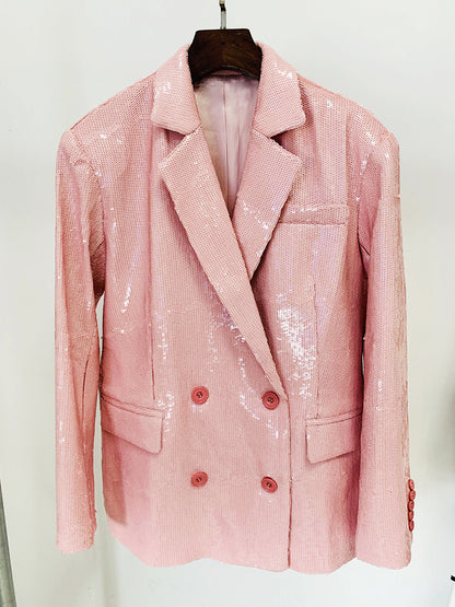Fall 2023 Fashion Trends | Pink Sequined Oversized Blazer
