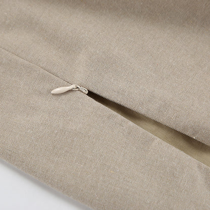 Capsule Wardrobe 2023 | Elegant Linen Halter Crop Top Vest High Waist Maxi Skirt Outfit 2-piece Set
