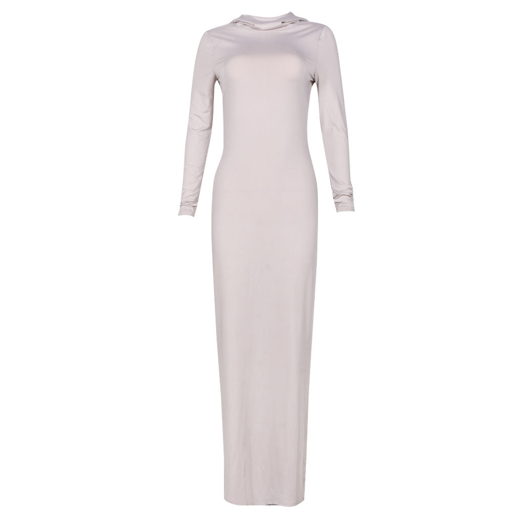 Summer Outfits | High Elastic Elegant Slim Hooded Dress L / White Summer Outfits | High Elastic Elegant Slim Hooded Dress L / White