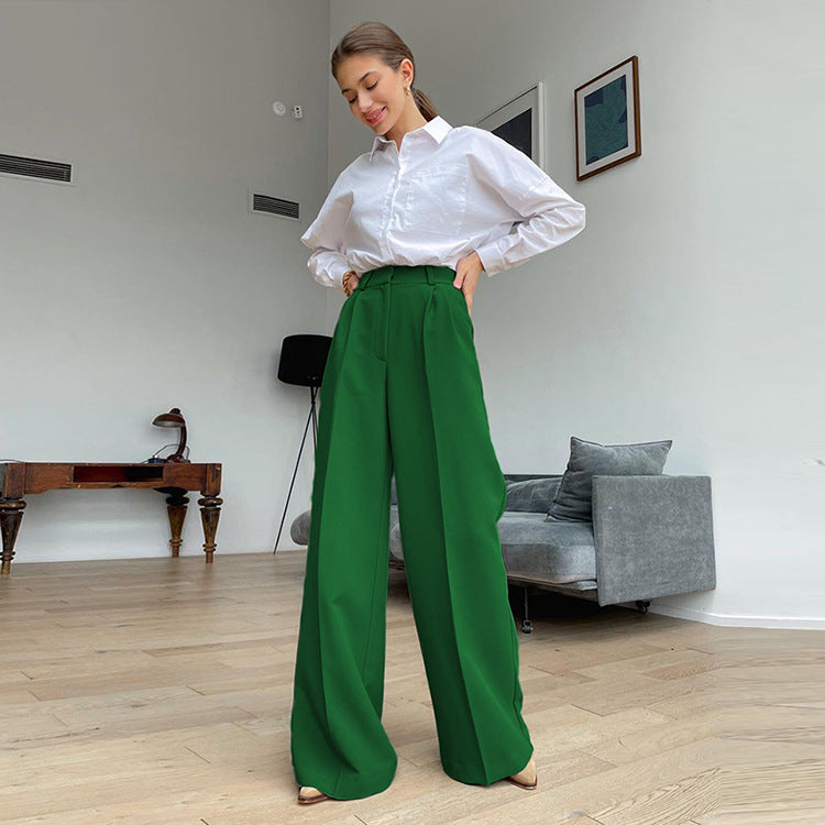 High Waisted Flared Trousers in Black Crepe – The Dolls House Fashion