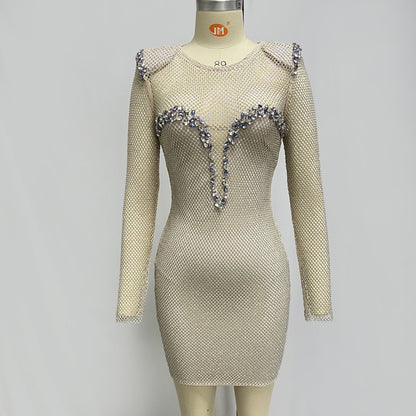 Fashion Outfits 2023 | Runway Rhinestone See Through Mini Dress