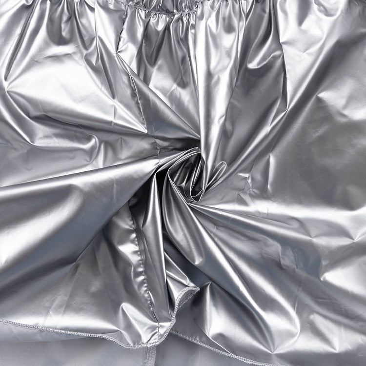 Metallic Silver Tiered Maxi Skirt