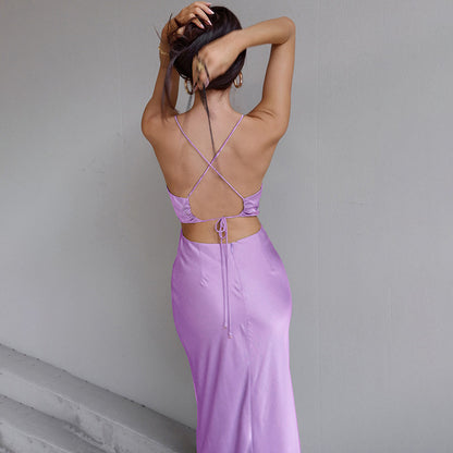 Fashion Trends 2023 | Lilac Lavender Satin Slip Dress