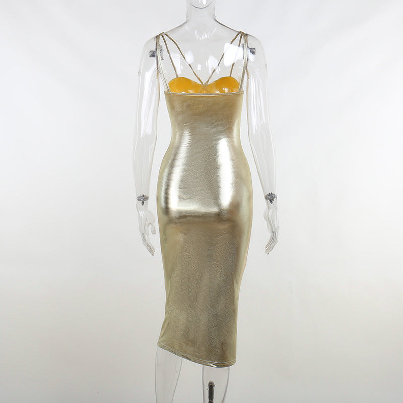 2023 Fashion Trends | Metallic Gold Aesthetic Dress