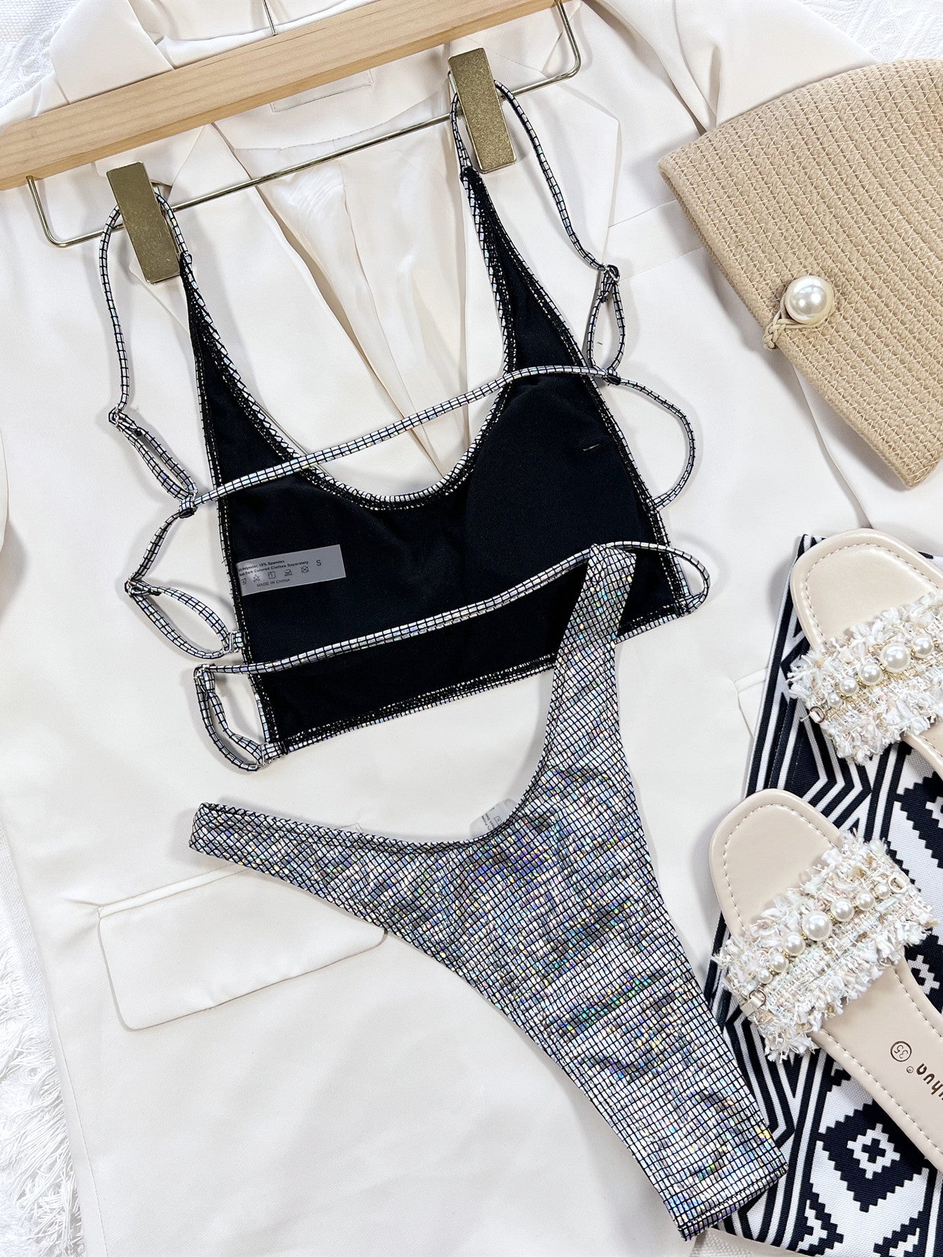 NYE Outfits | NYE Aesthetic Glitter Bikini Swimsuit
