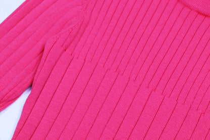 Spring Outfits | Cotton Jersey Turtleneck Hot Pink Dress