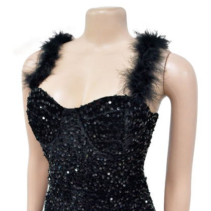 Mini Dresses | Feathers Sequin Glitter Mini Dress