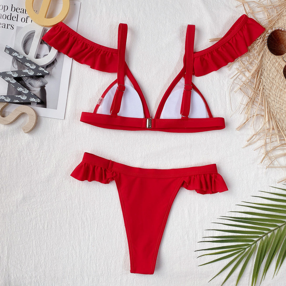 Last Resort Outfit | Off Shoulder Ruffles Red Bikini