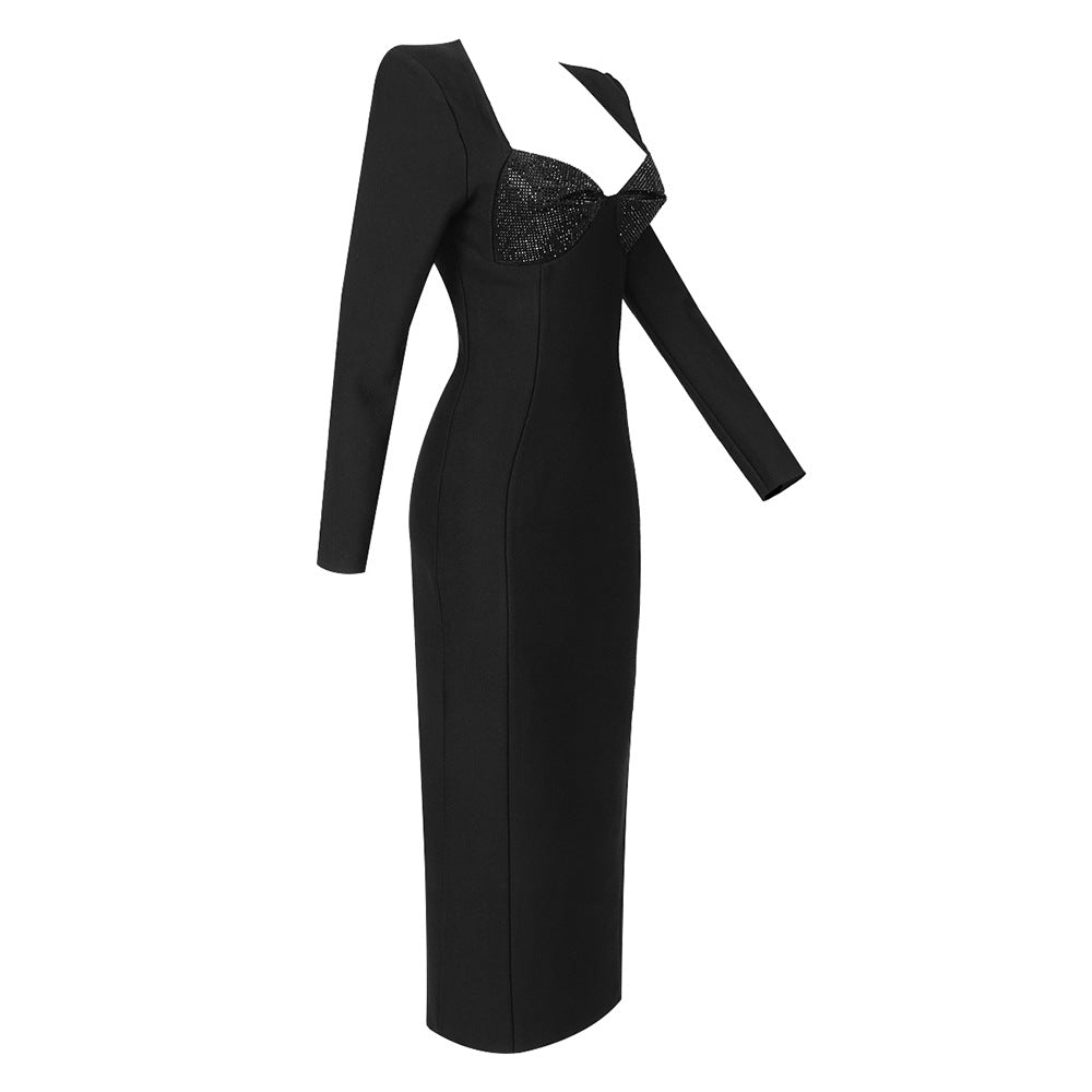 Black Dresses | Elegant Crystals Chic Black Dress
