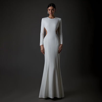 2023 Elegant Dresses | Rhinestones White Backless Fishtail Dress
