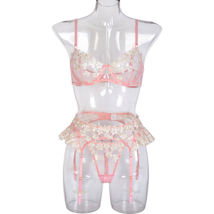 Bridal Lingerie |  Delicate Lace Flowers Lingerie Outfit Three-Piece Set