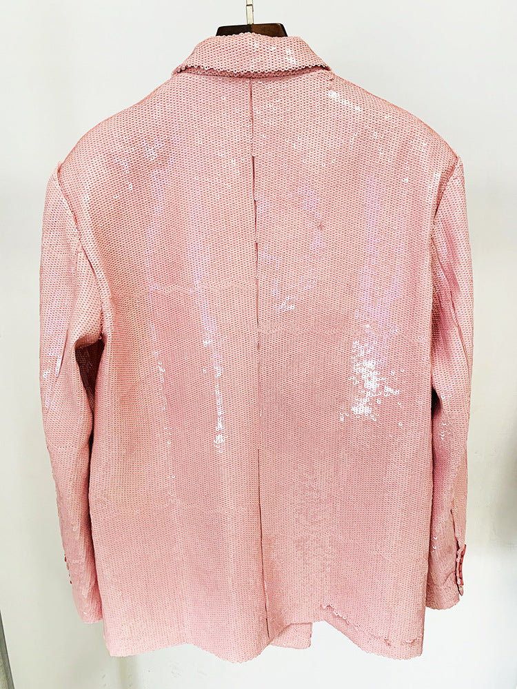 Fall 2023 Fashion Trends | Pink Sequined Oversized Blazer