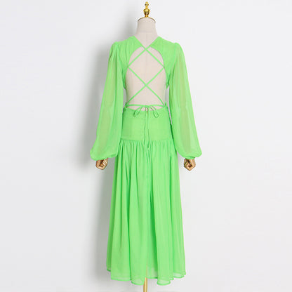 Elegant Dresses | Neon Green Summer Elegance Maxi Dress