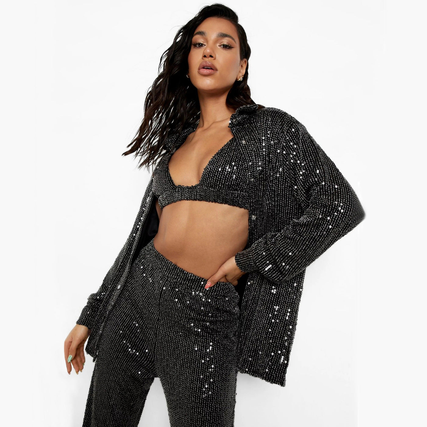 Euphoria Outfits | Glitter Shirt Outfit M / Green Pants Euphoria Outfits | Glitter Shirt Outfit M / Green Pants