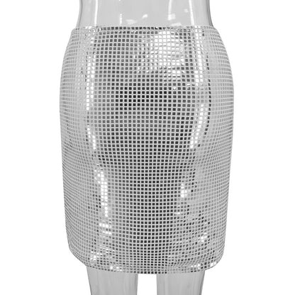Euphoria Outfits | Euphoria Silver Metallic Sequined Mini Skirt
