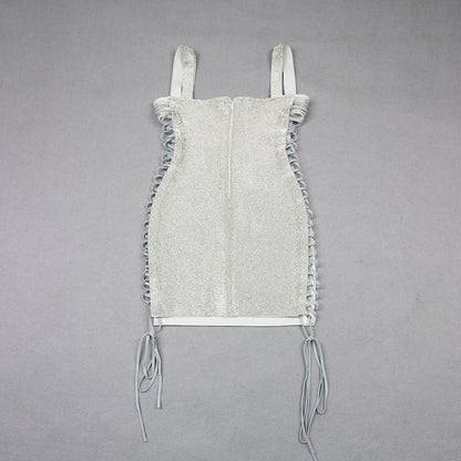 NYE Outfits 2024 | Silver Glitter Rhinestone Corset Mini Dress