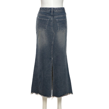Summer Outfits | Tight High Waist Maxi Long Denim Skirt