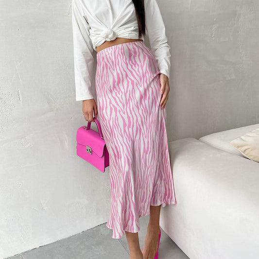 Fall 2023 Fashion Trends | Zebra Print Pink Aesthetic Satin Skirt
