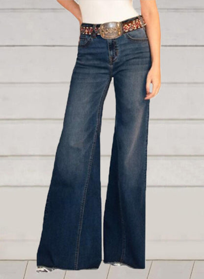 Summer Outfits | Cotton  Denim High Waist Retro Wide-Leg Jeans