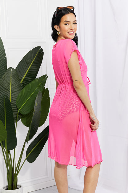 Beaute Reveillon Summer Outfits | Hot Pink Aesthetic Marina West Swim Pool Day Mesh Tie-Front Cover-Up