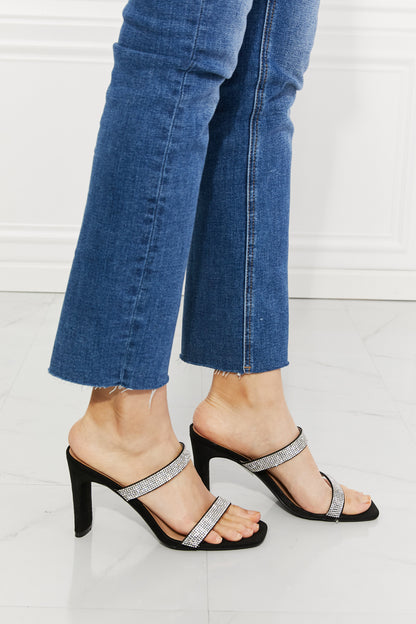 2023 Fashion Trends | Rhinestone  MMShoes Leave A Little Sparkle Rhinestone Block Heel Sandal in Black