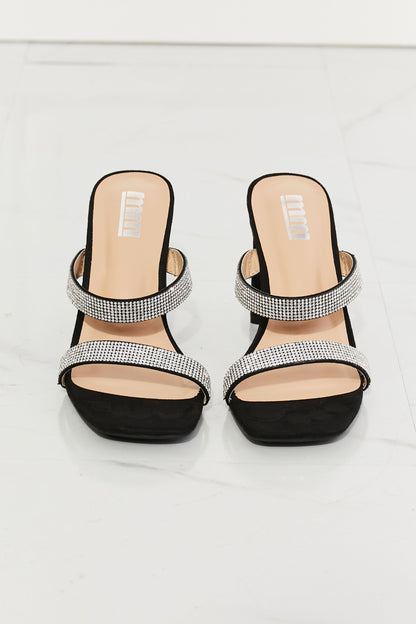 2023 Fashion Trends | Rhinestone  MMShoes Leave A Little Sparkle Rhinestone Block Heel Sandal in Black
