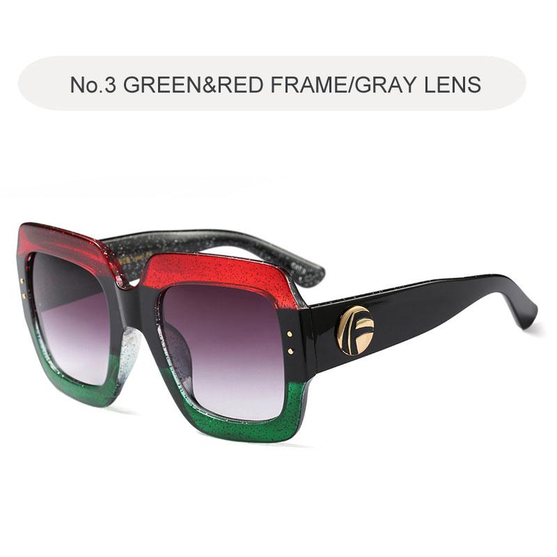 Red and green black gold oversized frame sunglasses 