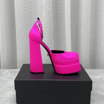 Prom Shoes | 90's Aesthetic Neon Pink Chunky Heels